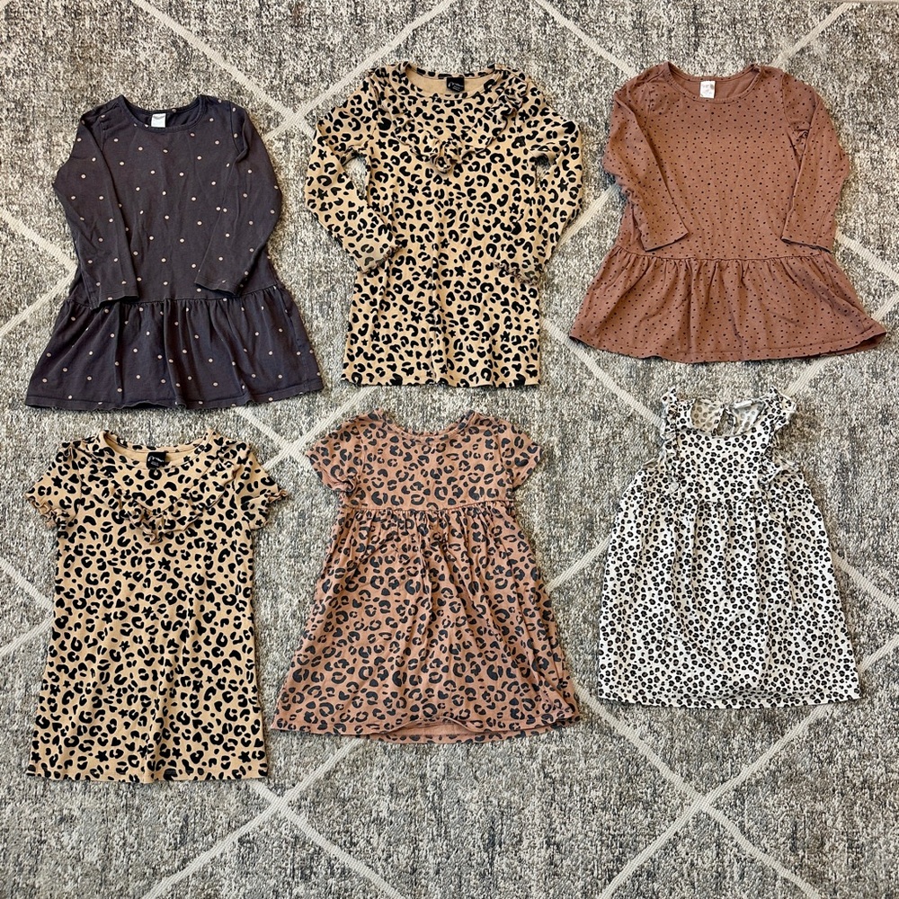 Stylish Animal Print Girls/Kids Dresses - Set of 6 Dresses - Size 4T